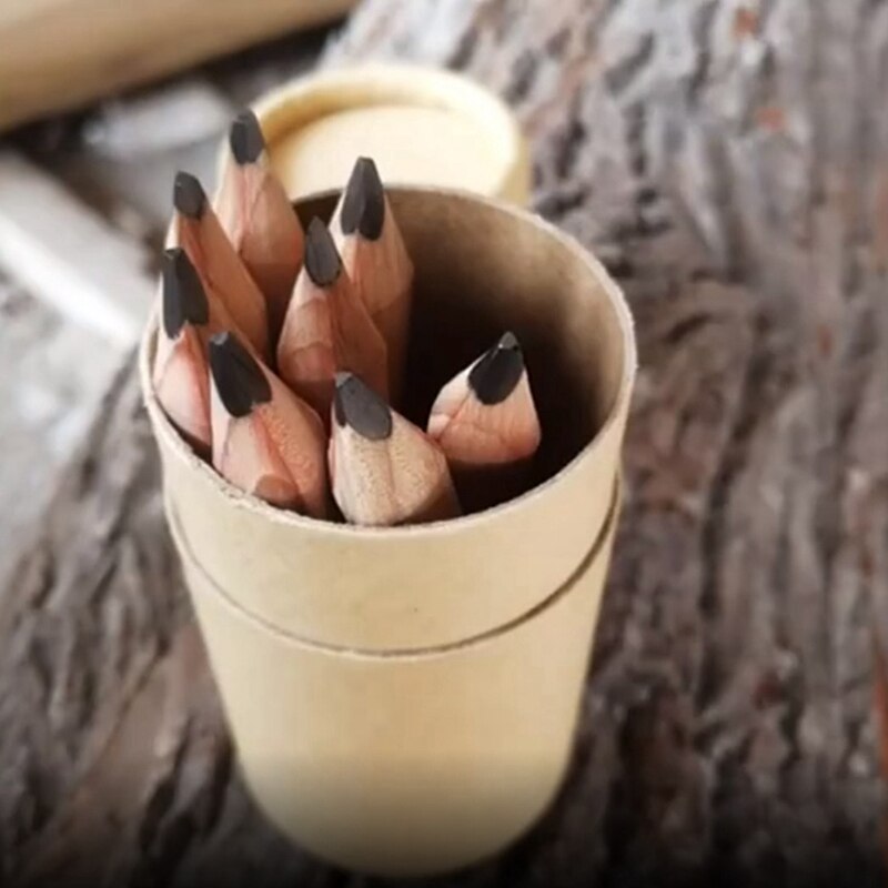 Short Triangular Pencils Mini Wood Triangular Pencils Beginner Grip Writing Pencil for Kindergarten, 3.5 Inch, 8 Pcs