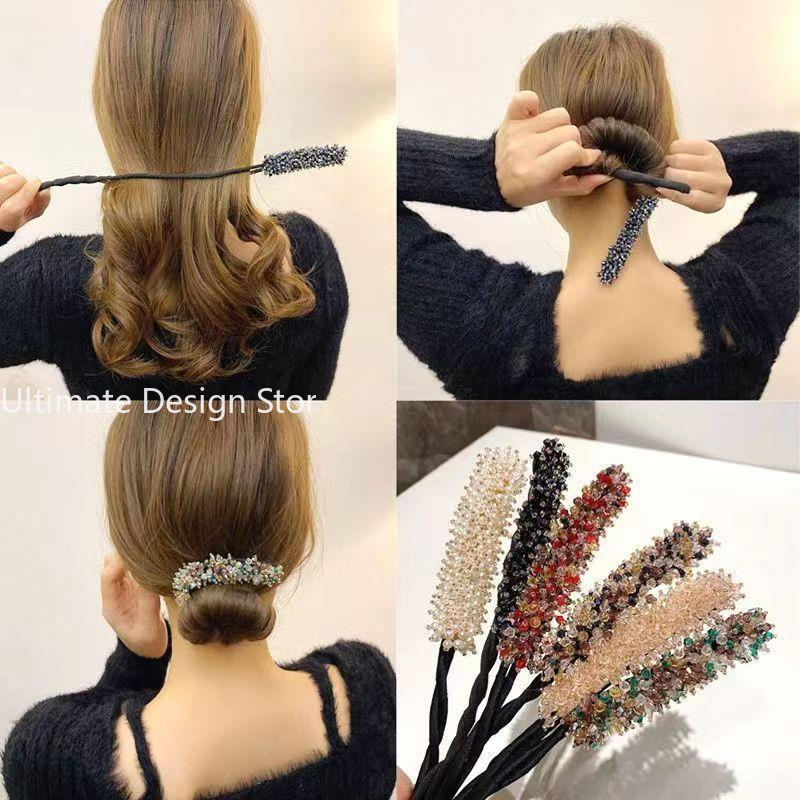 Diademas elegantes para hacer moños mágicos de cristal, horquillas con forma de Donut, bandas para el cabello a la para chicas y mujeres, diadema de peinado Diy, accesorios de herramientas