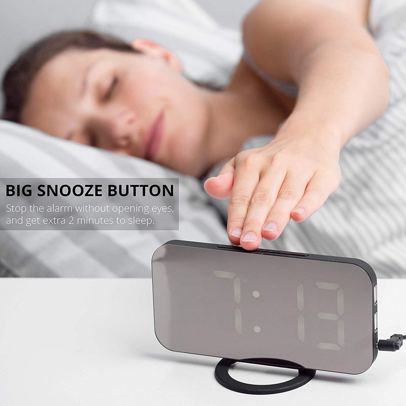 Digital alarm clock - stylish led clock with the USB port, a huge display, adjustment of display's brightness, the function of s