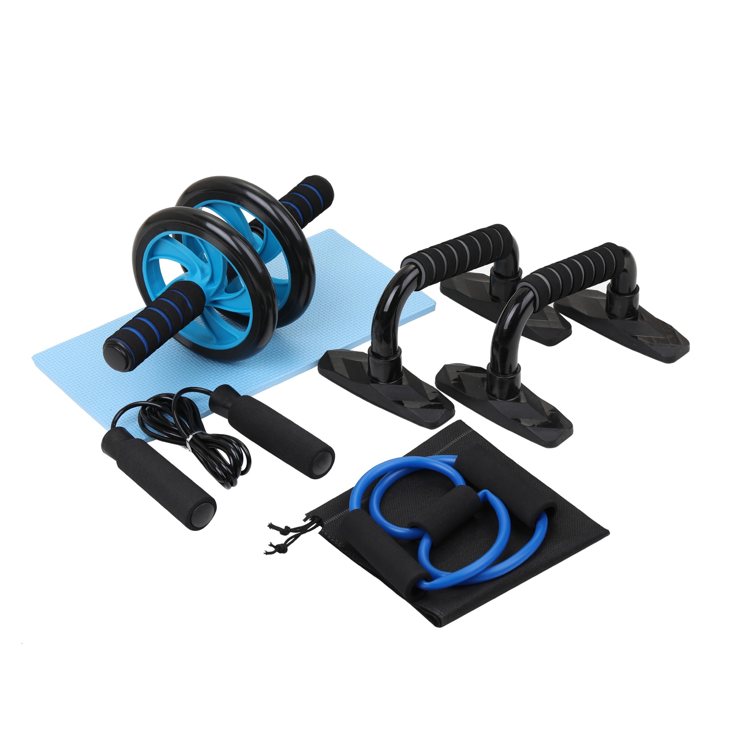 Gym Home Sports 5-in-1 AB Wheel Roller Kit Spring Exerciser Abdominal Press Wheel Pro for Home Exercise Muscle Strength Fitness