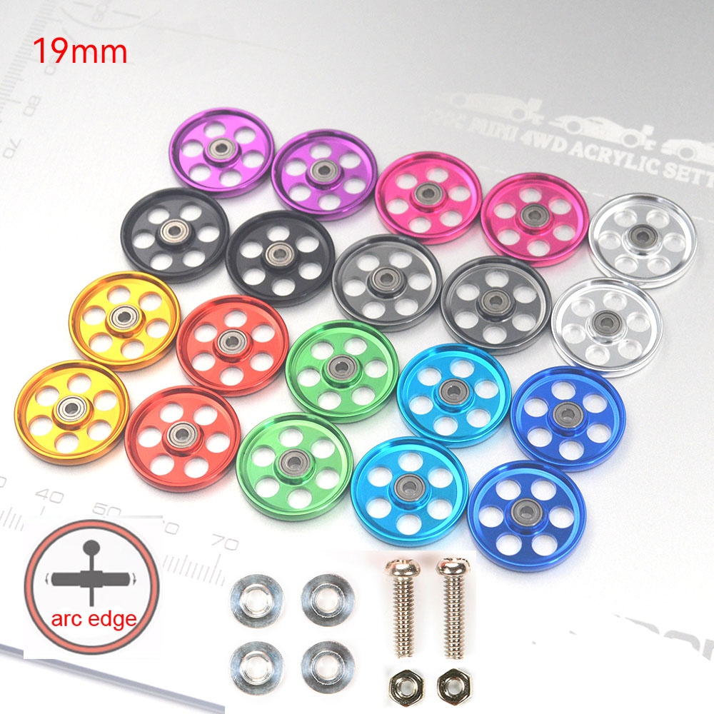 2pcs Aluminum Alloy 19mm Rollers Bearing Roller Arc Edge Guide Wheel Tamiya Mini 4WD 94996/95349/95348/15449 Self Made Parts