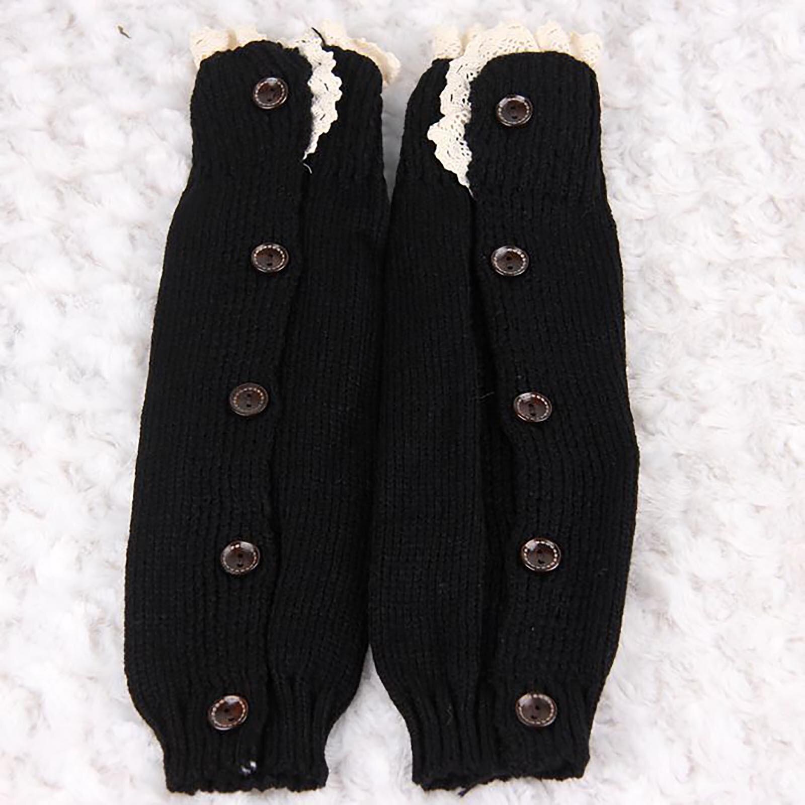 Children Boot Cuffs Winter Buttons Knit Leg Warmers Boot Topper Socks 2 Pairs Breathable Windproof Comfortable Socks Medias: Black 