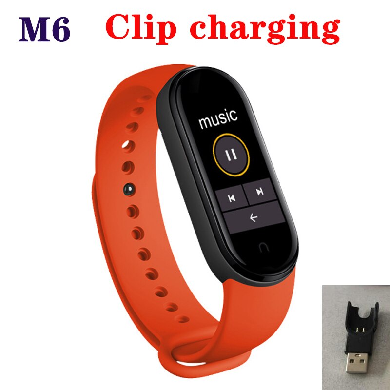M5/m6 smarte sport band fitness spor skritteller hjertefrekvens blodtrykksmåler bluetooth smart klokke for iphone xiaomi android: B04-m6 røde