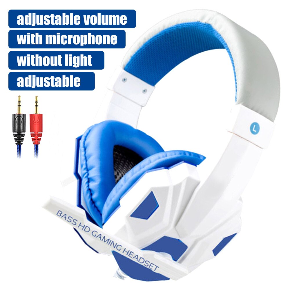G2000 G9000 Gaming Headsets Big Headphones with Light Mic Stereo Earphones Deep Bass for PC Computer Gamer Laptop PS4 X-BOX: model A white