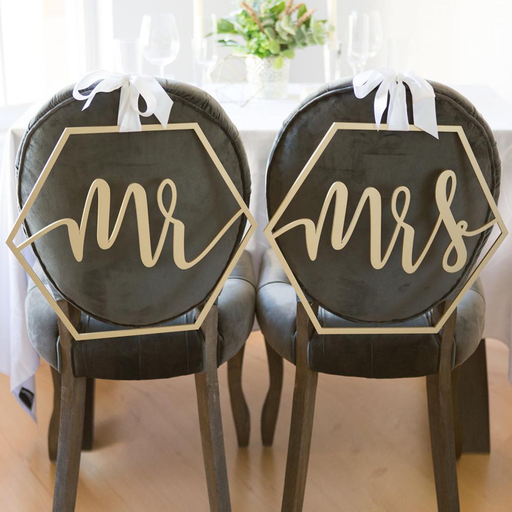 2 stk trebånd bryllupsstol banner tegn gjør-det-selv bryllup forlovelsesfest deco gjør-det-selv dekorasjoner familie stol tilbehør