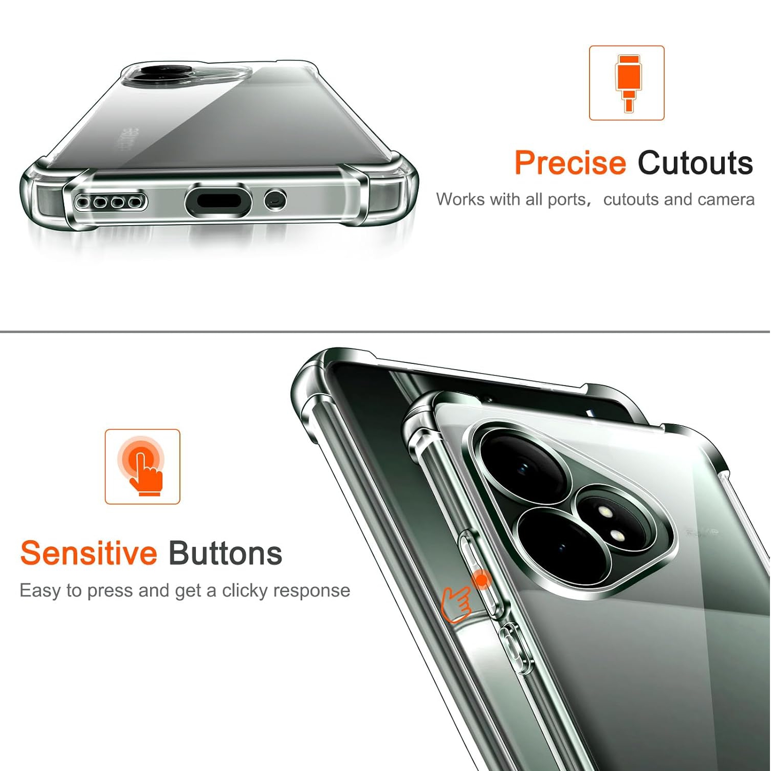 Funda de TPU a prueba de golpes de cuatro esquinas para Realme GT 6 6T Neo 3 3T GT 2 Pro Neo 2T Note 50 funda protectora transparente Capa Fundas Coque