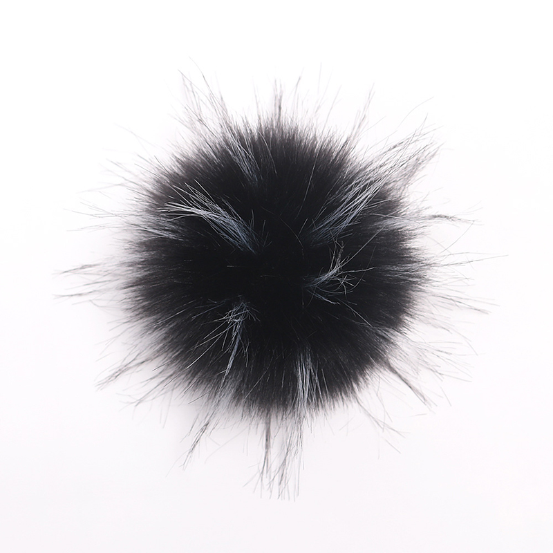 Pompons artificiels 10cm pour chapeau et bonnet d'hiver | Avec bouton en fourrure de raton laveur, Pom Poms en boule pour femmes et enfants, fournitures de bonnets: Black