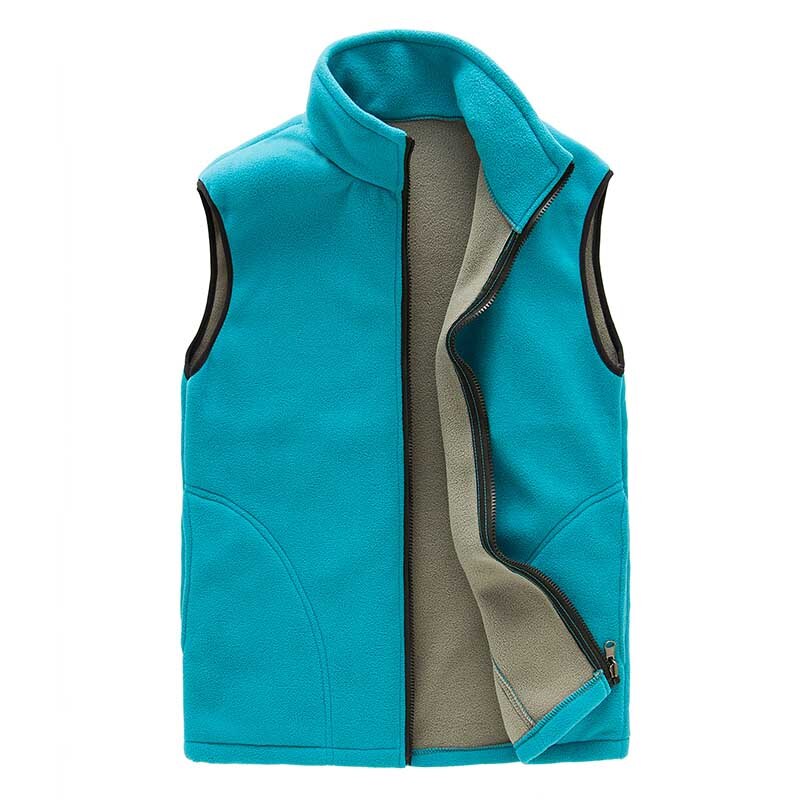Colete feminino de lã, nova colete de lã quente para acampamento e caminhadas ao ar livre: Azul