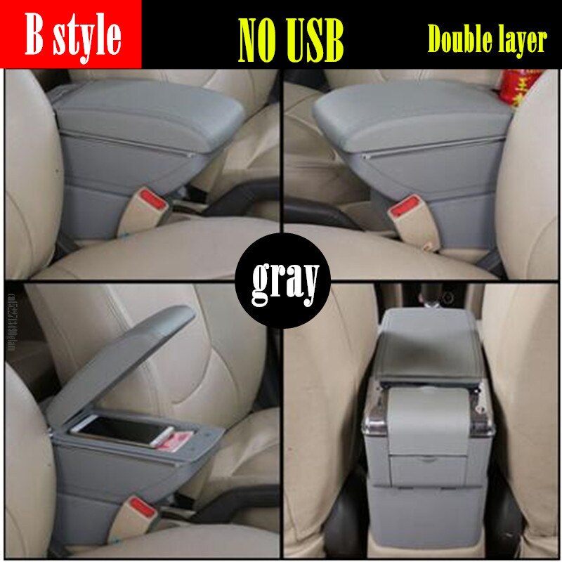 For Land Rover Frelender2 Armrest box For Land Rover Freelander car Armrest box Interior Parts content Storage box with USB LED: B gray NO USB