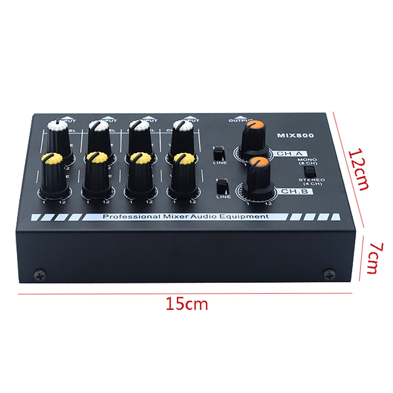 N-O 4/8-Kanaals Mini Mixer 4-Channel Line Mixer Reverb O Mixer (Us Plug)