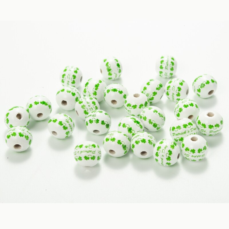 16mm Round Clover Spacer Beads Leaves Wooden Beads Children&#39;s Wooden Beads Tassel Wooden Bead String Diy Accessories