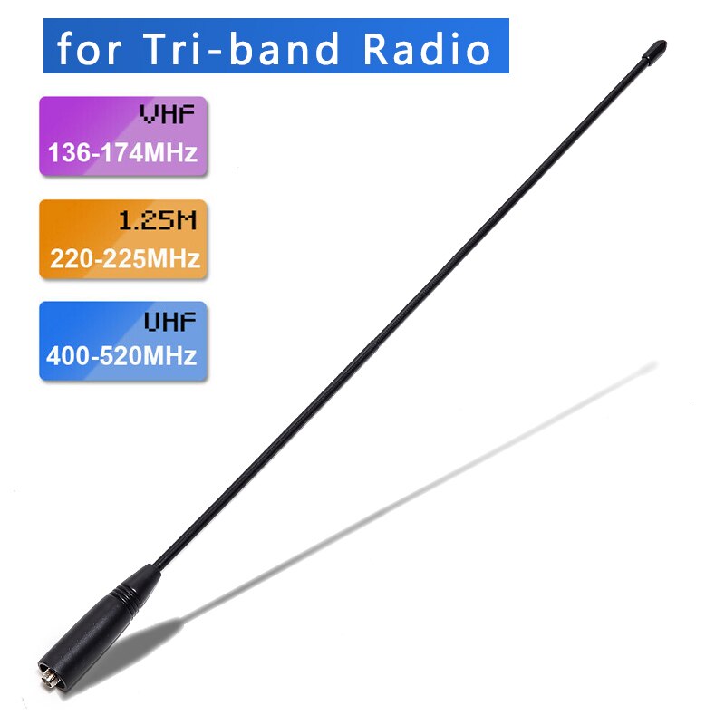 ABBREE-antena de tres bandas para walkie-talkie, Radio Ham portátil de 144/222/435Mhz para Baofeng UV-S9, BF-R3, UV-82T, UV-5RX3, UV-82X3: 1pcs