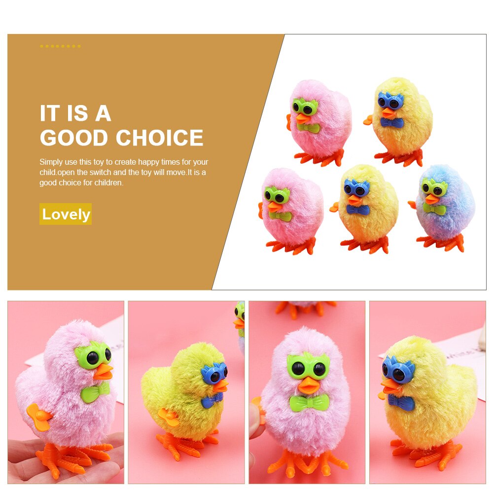 5pcs Wind-Up Jumping Chick Novelty Toys Animal Wind-up Plaything Random Color