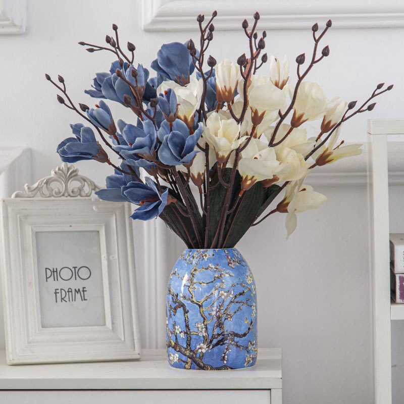 Van Gogh oil painting Vases Simple Retro Ceramic Decoration Home room Furnishings Nordic Retro Pastoral Vase Crafts: B