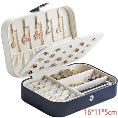 Organisateur de bijoux boîte à bijoux à glissière bijoux cercueil Portable maquillage stockage multi-couche maquillage organisateur beauté voyage boîte: Bleu-A