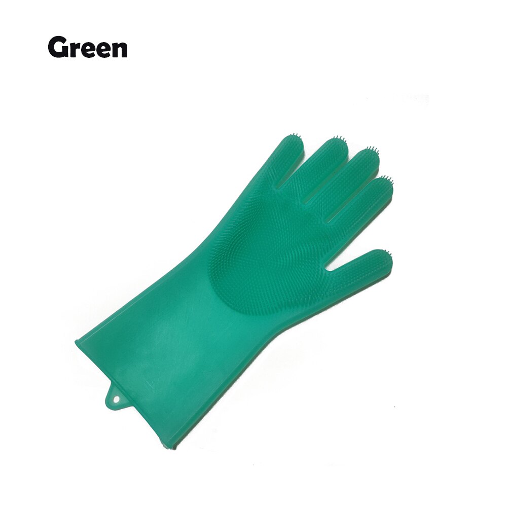 2 In 1 Magic Silicone Dishwashing Scrubber Dish Washing Sponge Rubber Gloves Housekeeping Kitchen Cleaning Tool: Green right