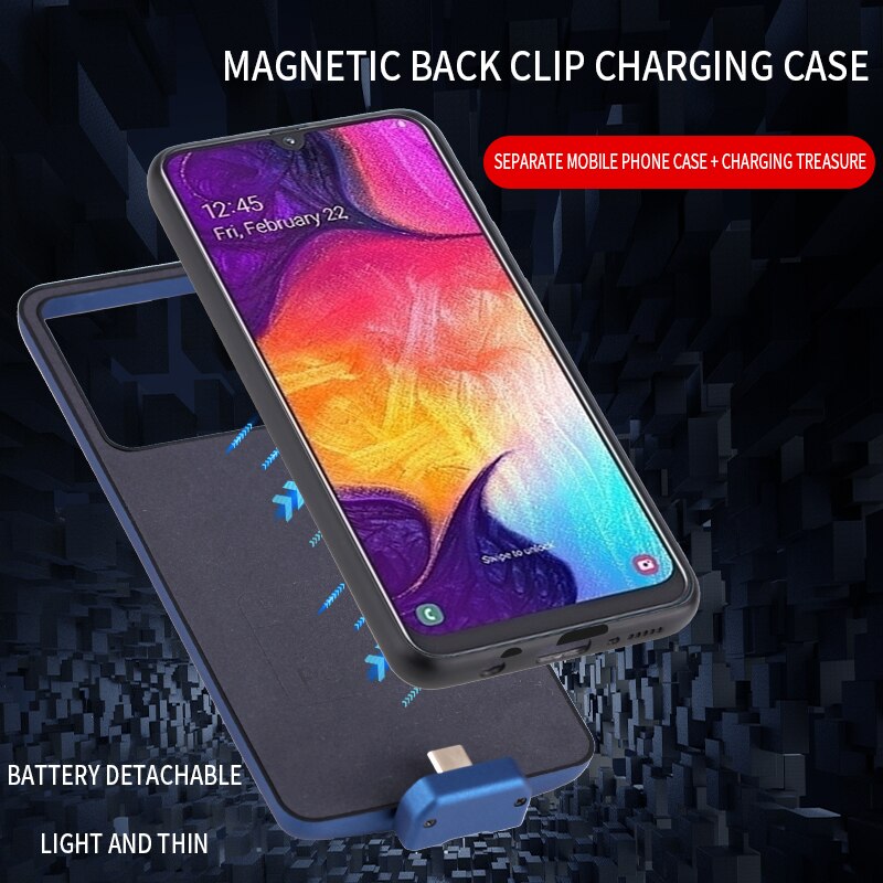 Capa de bateria de carga à prova de choque para samsung galaxy a50 caso de bateria de carregamento separado de energia inteligente 5000mah capa