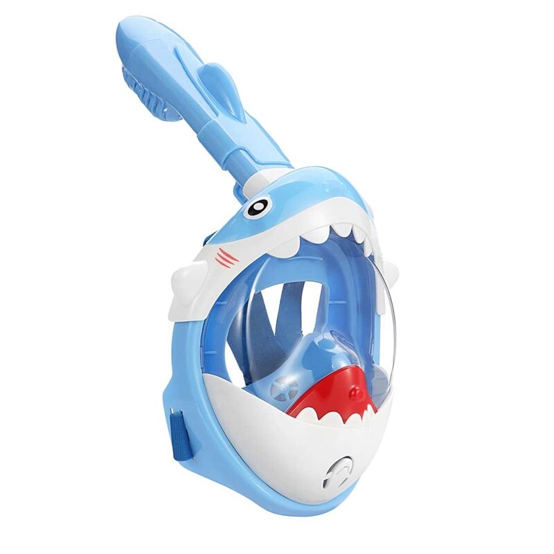 Barn snorkelmask full ansikte vikbar 180 graders panoramautsikt snorkling mask anti dimma anti läckage snorkel för barn