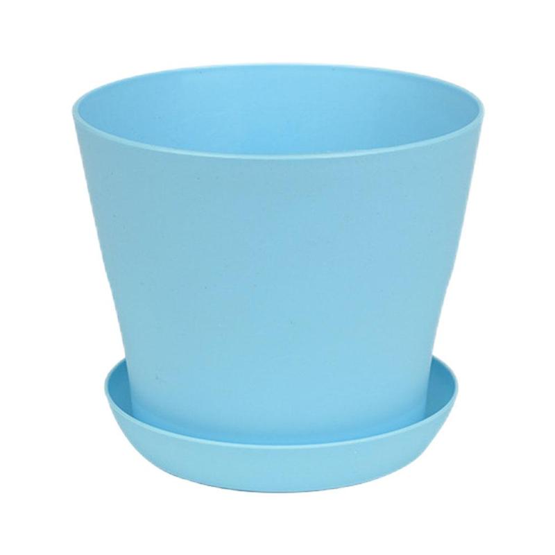 1pc Flower Pot Colorful Durable Resin Plant Flower Pot Tray Planter Garden Home Saucer Decoration Holes with Gloss a Draina S3E2: Blue