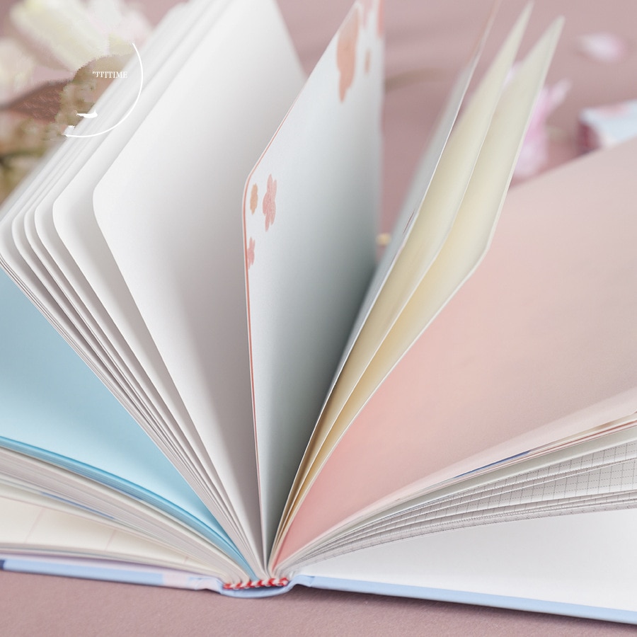 "Sakura Cat v4" Hard Cover Cute Girls Diary Journal Study Notebook Notepad Beautiful Stationery