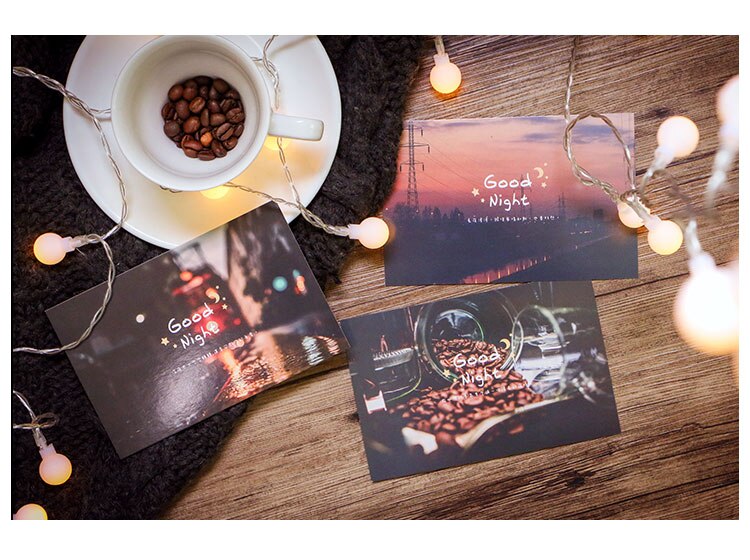 30 Pcs/Set Good Night Postcard/Greeting Card/Message Card/Birthday Letter Envelope Card