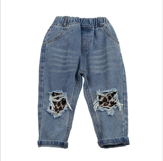 Forår sommer baby piger ripped jeans børn børn denim bukser pige bukser 1-6 år: 6t