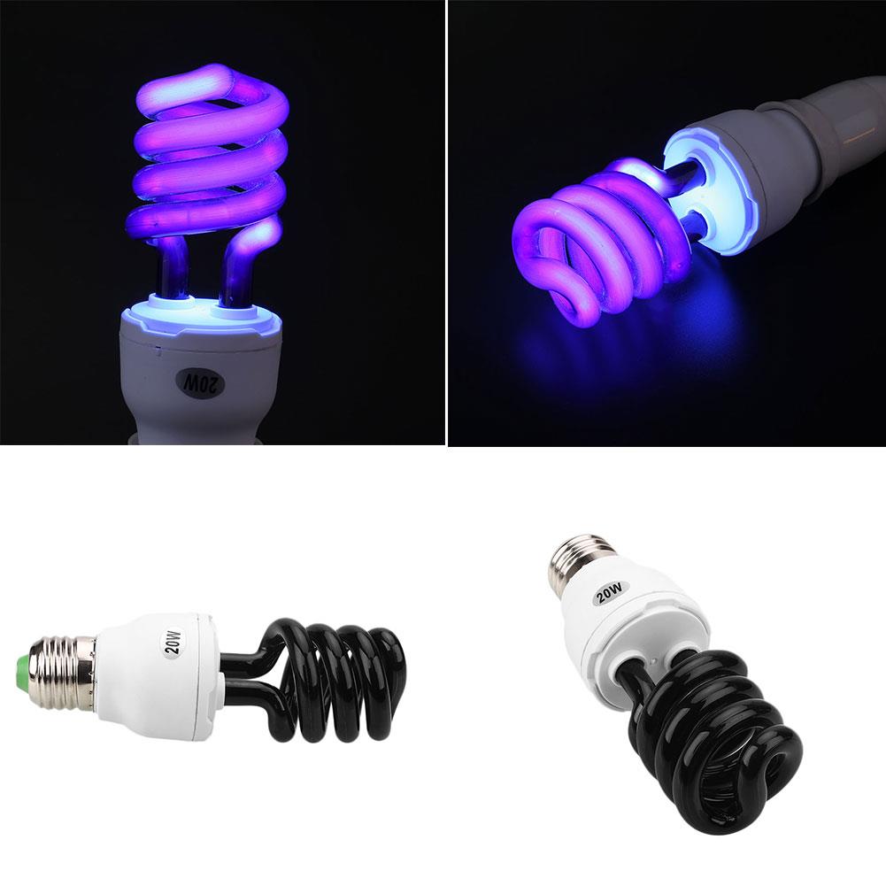 Lámpara Ultravioleta esterilizada, lámpara de tornillo de 20W, bombilla fluorescente E27, luz negra UV de bajo consumo de 220V