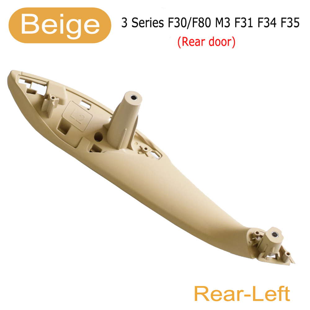 Wewnętrzny uchwyt klamki samochodu osłona wykończeniowa robić naciągania dla BMW F30 F31 F32 F33 F34 F35 F36 F80 lewego prawego wewnętrzny płyta czarny beżowy z włókna węglowego: tylny-lewo-Beige