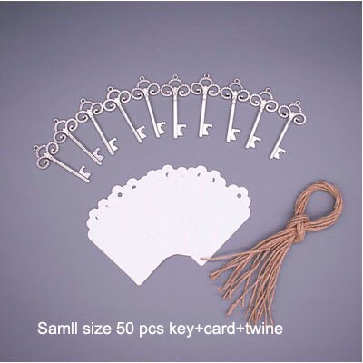 ERMAKOVA 50 Teile/los Schlüssel Flasche Opener Skeleton Wein Opener Leere Karte für Gäste Rustikalen Hochzeit Party Favors flasche öffner: Small Silver