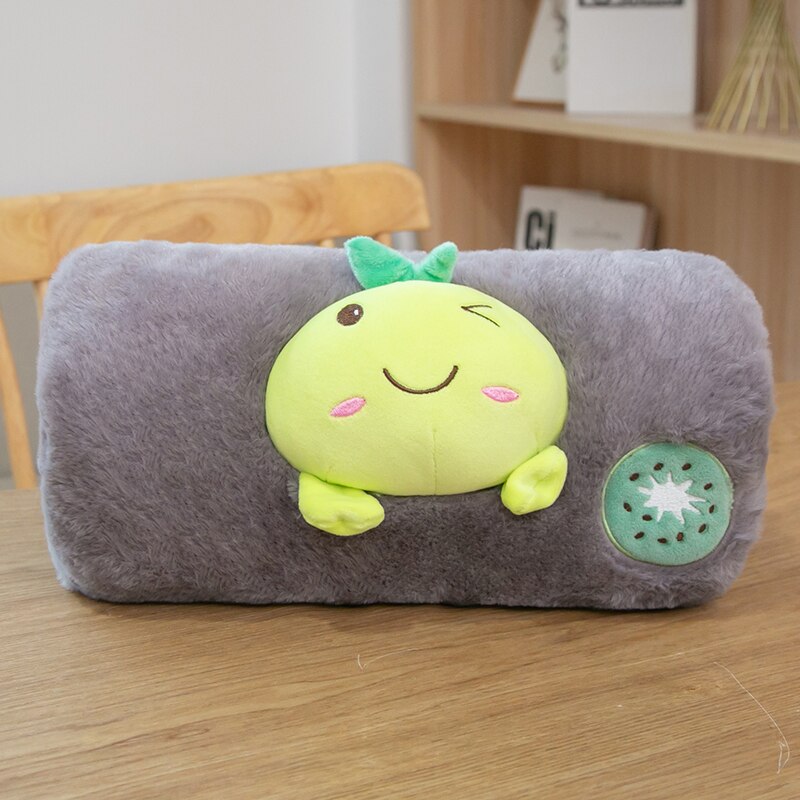 Peluche chauffe-main Kawaii pour filles, jouets en peluche doux, animaux, oreiller, poupée Fruit de dessin animé, de saint valentin pour enfants: kiwi