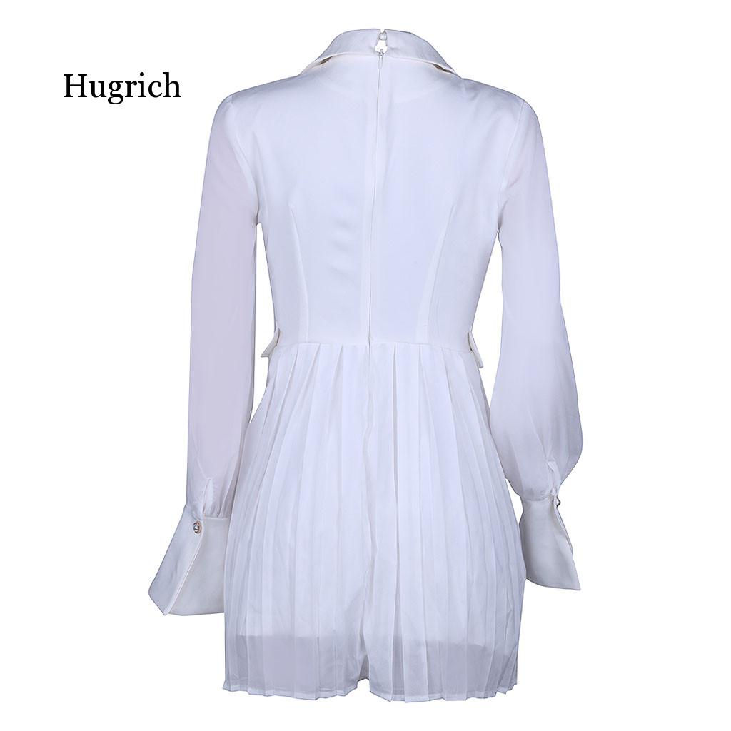 Vintage Pleated Belt Dress Jacket Suit Women Office Ladies Double-Breasted Blazer Dress Long Sleeve Midi Party Dress