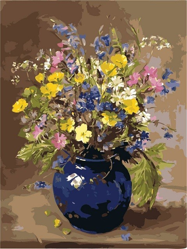 AZQSD 40x50cm Oil Painting By Numbers Flowers Pictures Paint By Number Canvas Vase Kits Painting For Living Room Home Decor