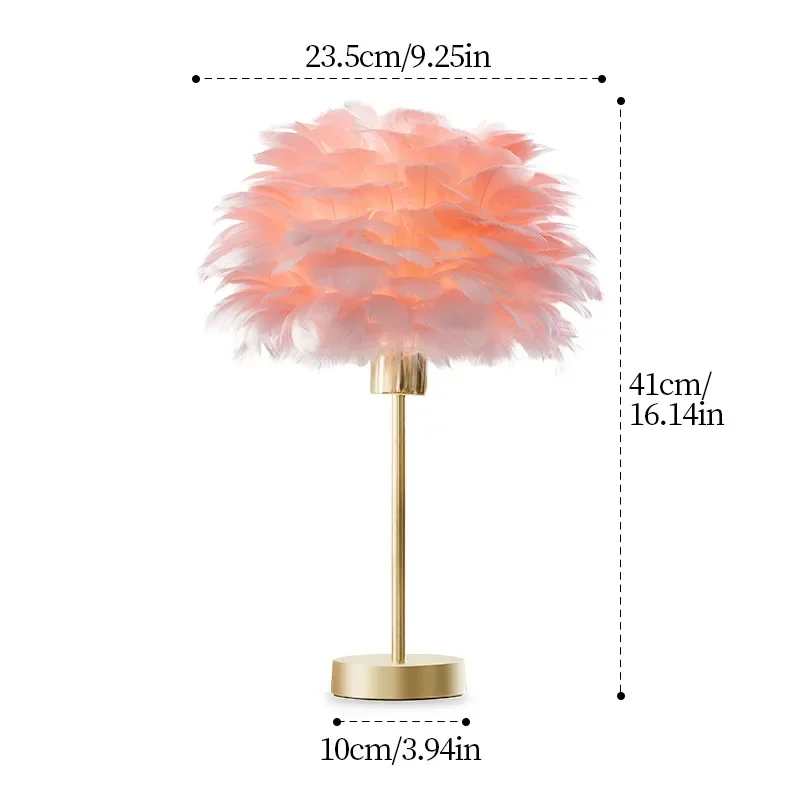 nordisch Feder Tischlampe Romantische Nachttischlampe Studie Schlafzimmer Dekoration Atmosphäbetreffend Nachtlichter: Rosa