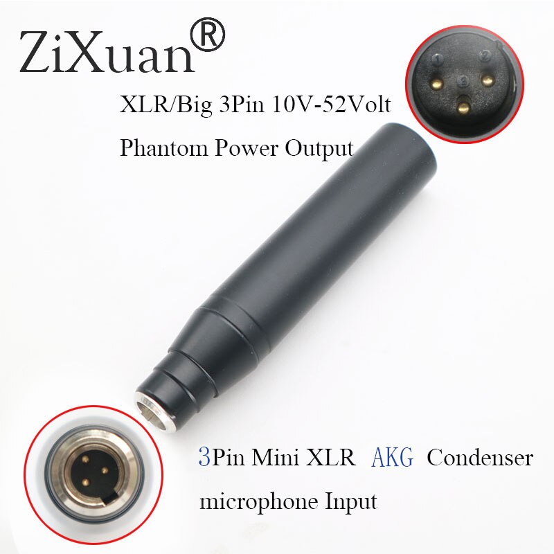 TA4F 3Pin/4Pin Mini XLR to 3Pin Male XLR for akg Shure Condenser Microphone Phantom Power 48V Adapter: 3PIN