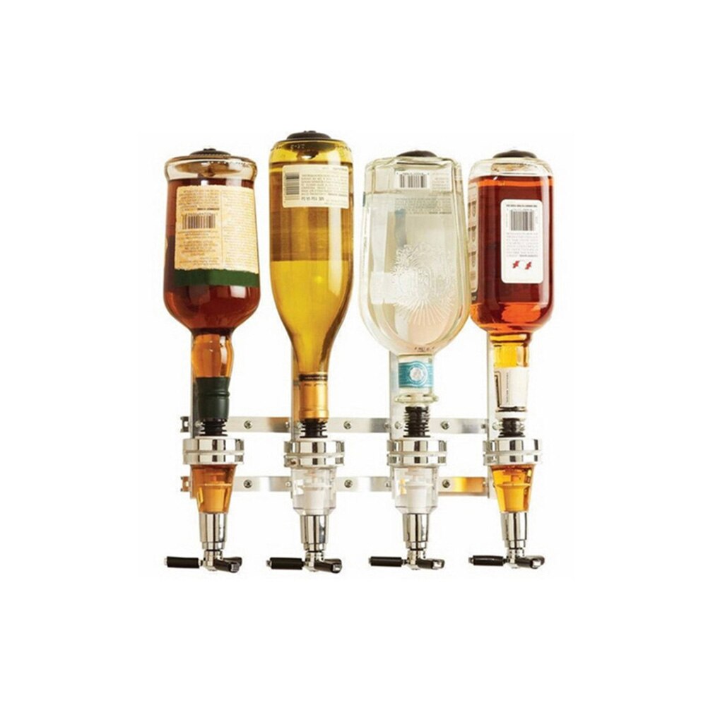 4-Bottle Liquor Dispenser Wall Mounted Bottle Beverage Stand Wall Bracket Drink Beer Wine Dispenser For Bar Home Party Favors