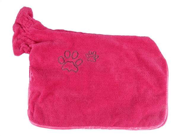 Albornoz perro ropa de mascotas Super absorbente para secado bordados para Toalla de gato Hood Baño de mascotas toalla aseo productos para mascotas grande: Rojo / 59X37cm