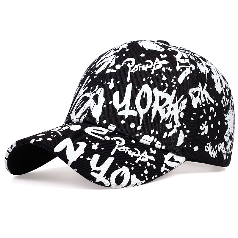 Casquette d'opérabilité avec lettres imprimées graffiti pour hommes et femmes, chapeau de papa en coton, sports décontractés, hip-hop, casquettes sauvages, extérieure: Black