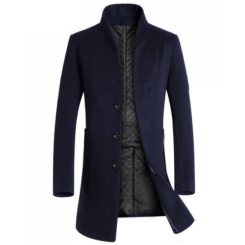 Hcxy lang trenchcoat for menn elegent menn ull vinterjakke frakk herre overfrakk lang homme kommersiell virksomhet vindjakke