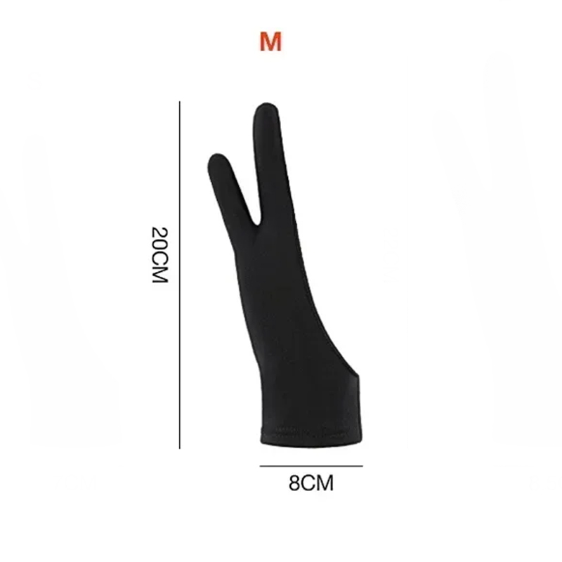 Drawing Glove Anti-touch Two-Fingers Gloves for iPad Graphics Drawing Tablet Sketch Artist Smudge Guard Painting Touch Gloves: black