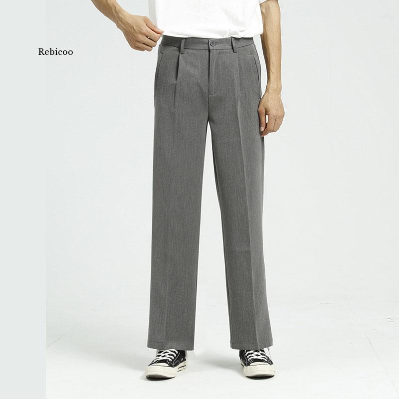 Men Casual Straight Suit Pant Male Japan Korea Style Loose Vintage Streetwear Trousers Wide Leg Pant