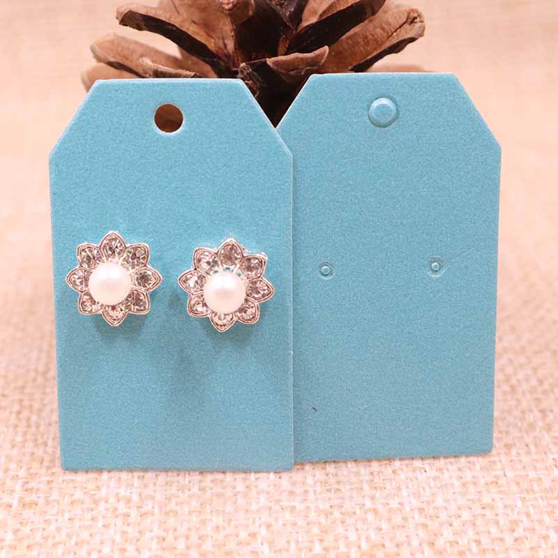 100 pcs DIY earring card30x50mm 1Pair Earring Card Cut Nice Fresh Pearl Shinning Colour: Blue / 100 cards