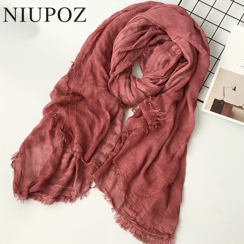 Black Red Cotton Acrylic Winter Women Scarf Men Warm Long Shawl Solid Wrinkle Scarves Ring Collar 75*180CM M255