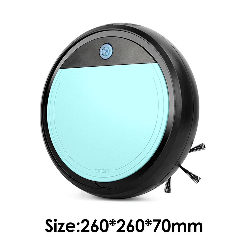 Smart Floor Vacuum Cleaner 3-In-1 Auto Rechargeable Smart Strong Suction Vacuum Cleaner Sweeper USB Rechargeable Cleaning Robot: Light Blue