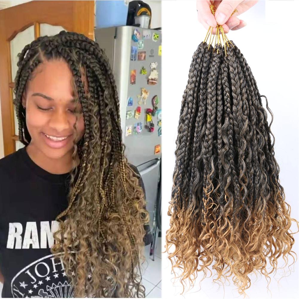 Crochet Box Braids Curly Ends 14 Inch Bohemian Box Braids Crochet Hair for Black Women 3X Crochet Braid Hair Extensions