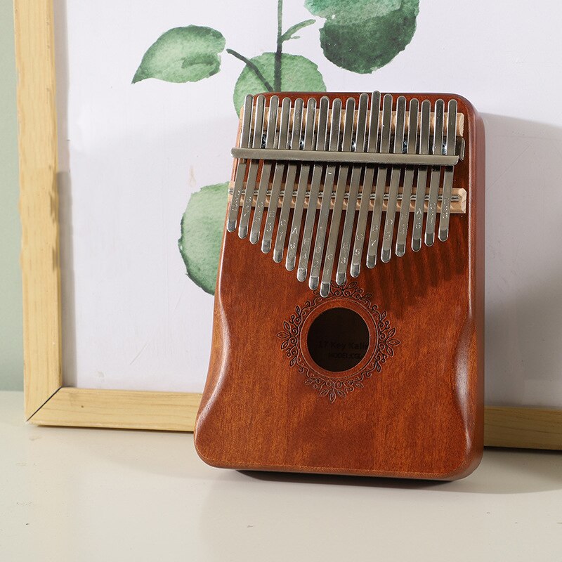 Piano de pulgar Kalimba de 17 teclas, instrumento Musical de madera de caoba de , cuerpo de dedo de África, con libro de aprendizaje: E