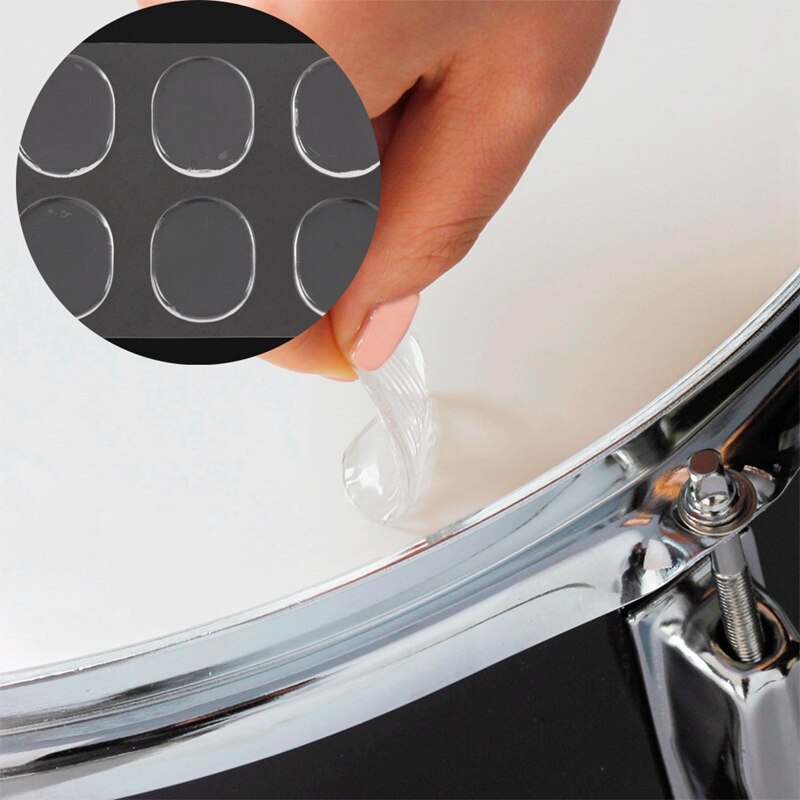 Amortisseur de batterie de caisse claire, 12 pièces, tampons de Gel, silencieux, accessoires de Percussion (Transparent)