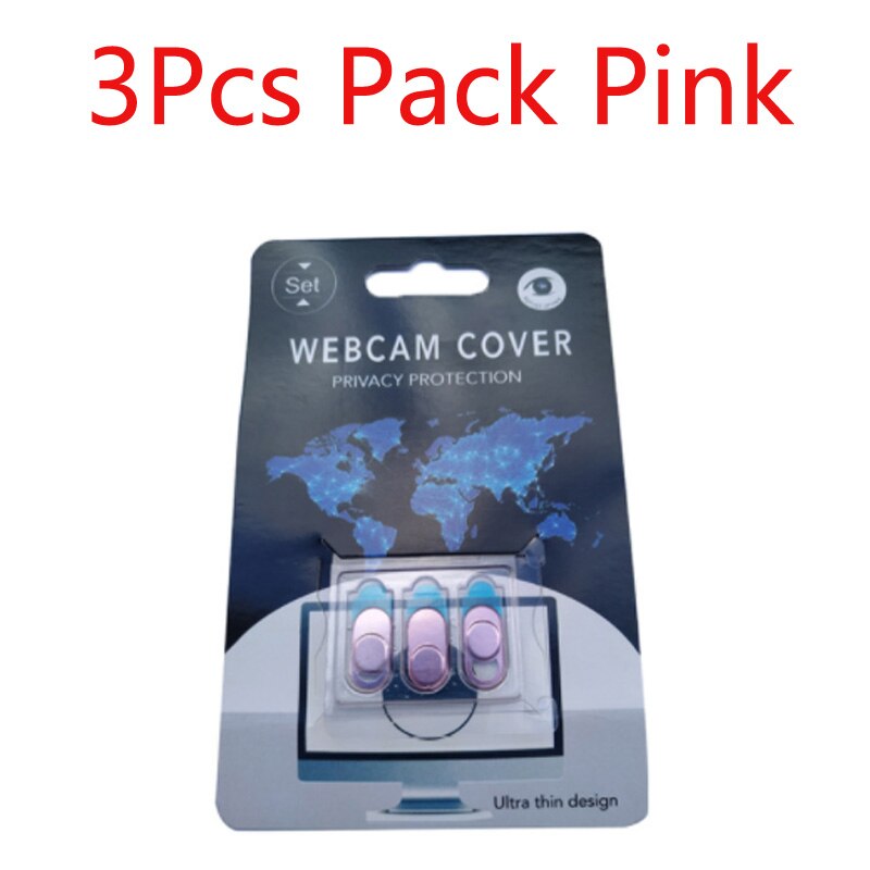Metall universalt webkamera deksel ultra tynn lukker skyvekamera linsedeksel til web iphone macbook ipad bærbare datamaskiner personvern klistremerke: 3 stk pakke rosa