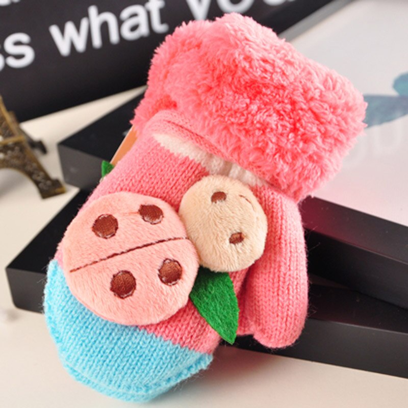 0-24 Maanden Baby Jongen Baby Meisje Kinderen Gebreide Handschoenen Winter Kinderen Warm Touw Wanten Katoen Wol wanten Voor Baby &#39;S: Pink