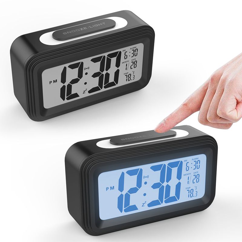 [Upgrade Version] Battery Operated Alarm Clock,Electronic Large Lcd Display Digital Alarm Clocks With Snooze,Backlight,Night Lig
