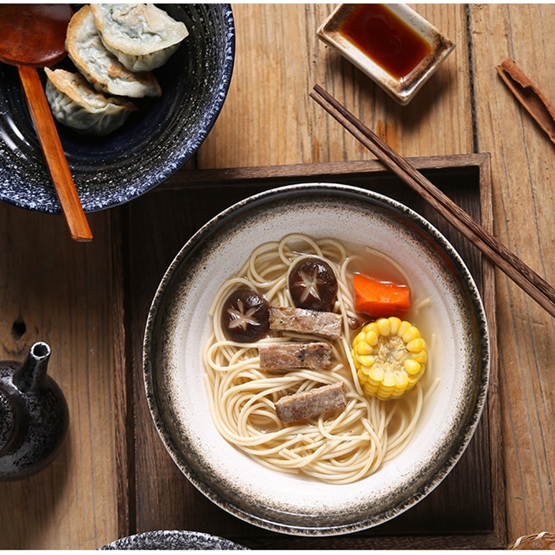 Japanilainen taide retro keraaminen ramen kulho kaupallinen astiasto yksinkertainen kotitalous suuri keitto nuudeli salaatti jälkiruokakulho 1500ml